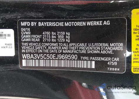 2014 BMW 428I z USA, uszkodzony, nr VIN WBA3V5C50EJ969590